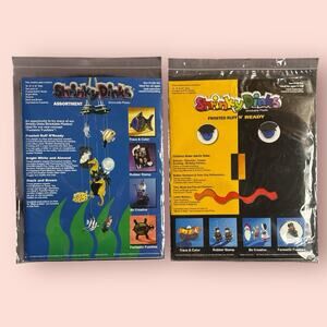 Vtg 2 Shrinky Dinks Lot Shrink Plastic Frosted 20 Ct 8 x 10" Sheets Black Clear